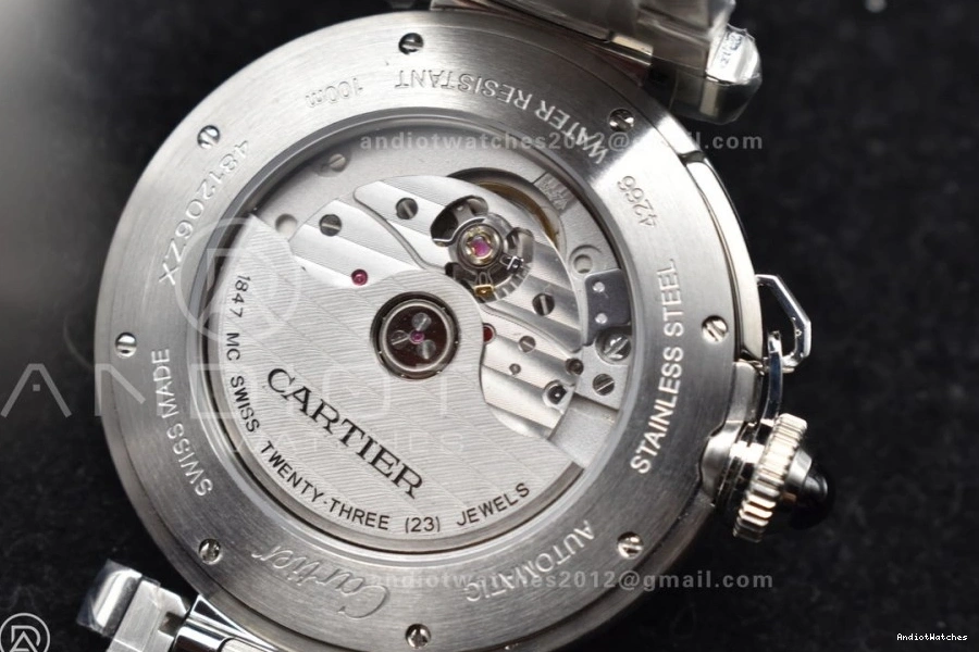 SS Made Cartier Efficient 531 BVF Genuine Pasha like the Bracelet White on 1:1 Dial Ladies 0304